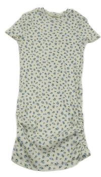 Bílé žebrované šaty s modrými květinami H&M