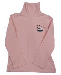 Světlerůžové triko s rolákem a tučňáky Lupilu