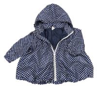 Tmavomodrá puntíkatá šusťáková podzimní bunda s kapucí H&M