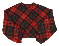 Červeno-zelená kostkovaná crop mikina H&M