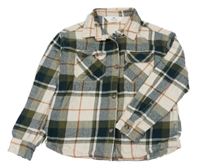 Zeleno-béžová kostkovaná flanelová košile H&M