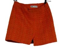 Dámská červená vzorovaná minisukně s rozparkem Zara 