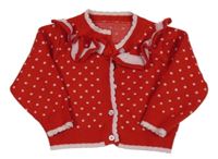 Červený puntíkatý propínací svetr Shein