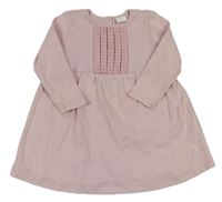Světlerůžové bavlněné šaty s volánky H&M