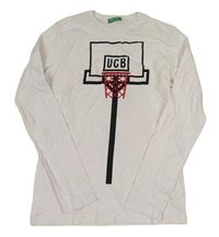 Bílé triko s basketbalovým košem Benetton