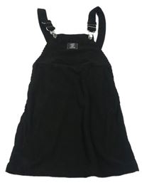 Černé sametové žebrované, laclové šaty Shein