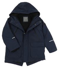 Tmavomodrá šusťáková zimní bunda s kapucí Primark