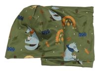 2set- khaki čepice s vlkem+ nákrčník