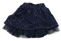 Tmavomodrá manšestrová sukně s hvězdami a přezkou Nutmeg