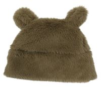 Hnědá chlupatá čepice s ušima