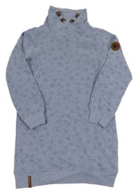 Světlemodré teplákové šaty s hvězdami a komínovým límcem Yigga