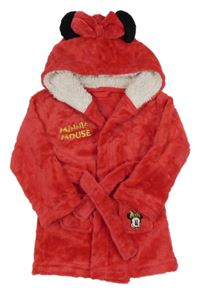 Červený chlupatý župan s Minnie a kapucí Primark