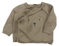 Hnědý zavinovací svetr s medvídkem M&S