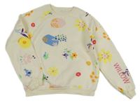 Smetanovo-barevná mikina s květy