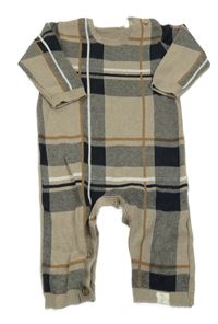 Béžovo-černý kostkovaný pletený overal George