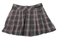 Tmavošedo-růžová kostkovaná skládaná sukně C&A