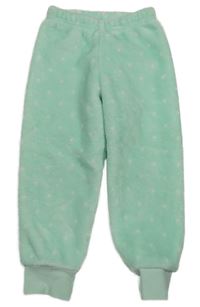 Mátové puntíkaté chlupaté pyžamové kalhoty 