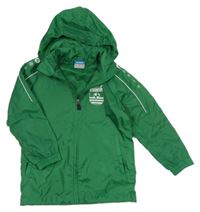 Zelená šusťáková fotbalová bunda s erbem a kapucí Jako 