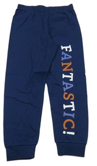 Tmavomodré pyžamové kalhoty s nápisem 