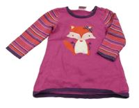 Purpurovo-pruhované pletené šaty s liškou Miniclub