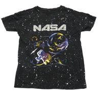 Černé vzorované tričko s planetou - NASA