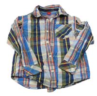 Bílo-khaki-moro-červená kostkovaná košile S. Oliver