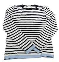 Černo-bílo-světlemodrý pruhovaný lehký svetr Only 