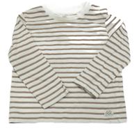 Bílo-hnědé pruhované triko F&F
