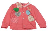 Nové - Růžová lehká propínací mikina se srdíčky 