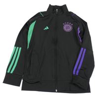 Černo-zeleno-fialová propínací sportovní mikina s výšivkou Adidas