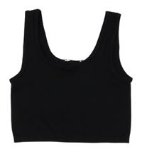 Černý žebrovaný crop top
