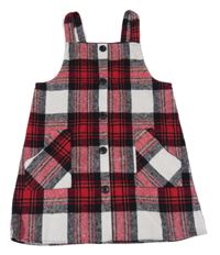 Černo-červeno-bílé kostkované šaty s kapsami Primark