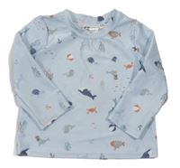 Světlemodré UV triko s podmořským světem H&M