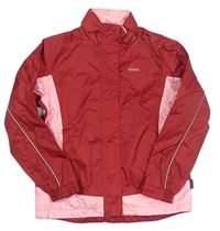 Červeno-růžová šusťáková sportovní jarní bunda s ukrývací kapucí Etirel 