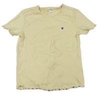 Béžové žebrované tričko se srdíčkem Coolclub
