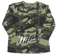 Béžovo-hnědo-černé army triko s nápisem Next 