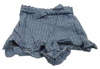 Tmavomodré proužkované plátěné sukňové kraťasy s volánky Mamas&Papas