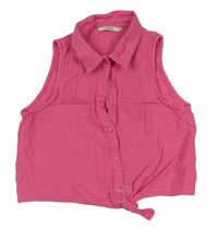 Růžová mušelínová crop halenka George