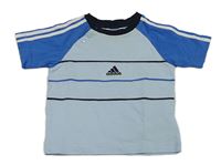 Světlemodro-modré pruhované tričko s logem Adidas 
