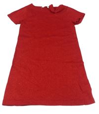 Červené třpytivé svetrové šaty s mašlí H&M