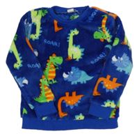 Námořnicky modrá chlupatá mikina s dinosaury zn. Shein