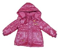 Růžová šusťáková zimní parka s losem a kapucí 