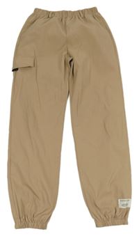 Béžové cuff šusťákové kalhoty Shein 