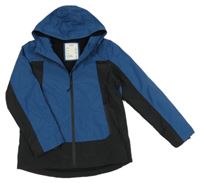 Modro-černá šusťáková zateplená bunda s kapucí M&S