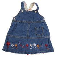 Tmavomodré rifle s kytičkami H&M