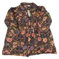 Šedé riflové propínací šaty s květy Next