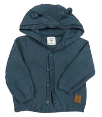 Modrošedý propínací svetr s kapucí C&A