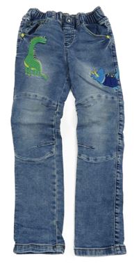 Světlemodré teplákové rifle s dinosaury TU 