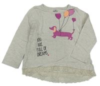 Béžovo-šedá melírovaná tunika s pejskem Topolino