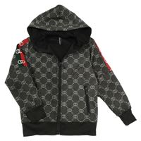 Černo-šedá vzorovaná propínací mikina s kapucí Furia Rossa